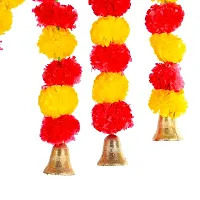 Saudeep India Traditional Marigold Fluffy Flowers Garlands Toran for Door Hanging Home Decoration for Main Door - Ideal for Traditional, Inauguration Parties, Festivals, Diwali (Pattern 04)-thumb2