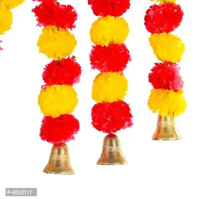 Saudeep India Traditional Marigold Fluffy Flowers Garlands Toran for Door Hanging Home Decoration for Main Door - Ideal for Traditional, Inauguration Parties, Festivals, Diwali (Pattern 04)-thumb3