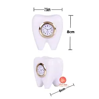 Saudeep India Tooth Shape Dentist Desk Marbel Table Clock for Decor and Paper Weight, Ideal Gift for Dentists and Doctors (Dentist Clock)-thumb3