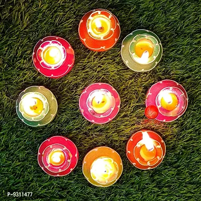 Saudeep India Matki Diya with Wax | Traditional Handmade Terracotta Clay Diya | Mitti Deepak Decorate for Diwali | Diya for Puja | Diwali Home Decoration Diya (Set of 10, Multicolor)-thumb4