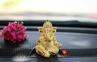 Saudeep India, Handcrafted Resine Little Ganesh Sculpture | Showpiece for Home  Office Decor (Gold Ganesha Necklace)-thumb1