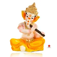 Saudeep India, Handcrafted Resine Little Ganesh Sculpture | Showpiece for Home  Office Decor (New Ganesh Flute)-thumb3