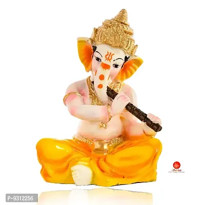 Saudeep India, Handcrafted Resine Little Ganesh Sculpture | Showpiece for Home  Office Decor (New Ganesh Flute)-thumb4