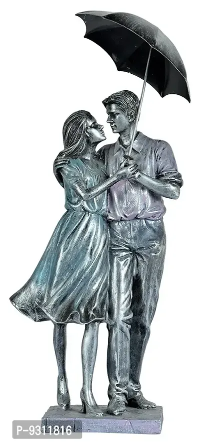Saudeep India Trading Corporation Polyester Love Couple with Umbrella Showpiece Statue (06, Standard)