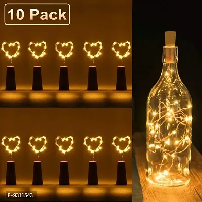 Saudeep India Wine Bottle Cork String Light Copper Wire Starry Fairy Lights Battery Powered Warm White DIY, Christmas Gift Box, Party, Decoration, Wedding (Pack of 15)-thumb2