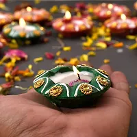 Saudeep India Decorative Flower Wax Diyas/Colourful Diya Set/Diya for Diwali (Pack of 24)-thumb2