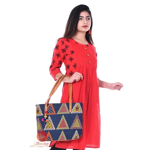 Saudeep India Hand Made Printed Ikat Traditional Shoulder Hand Bag For Women (Bag03)