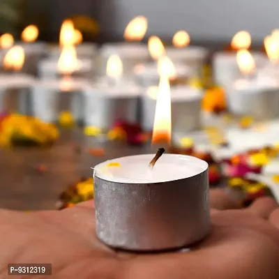 Saudeep India Tealight Candles | 9 Hour Long Time Buring Wax Tealight Candle | Unscented Tea Light Candles (150)-thumb2
