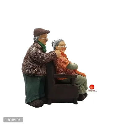 Saudeep India Dada Dadi Couple Idol for Gift |Grand Parents Showpiece Statue | Figurine Showpiece Idol, Best Gift for Love, Valentine Day, Wedding Anniversary, Retirement Party (Dada Dadi Cycle)-thumb3