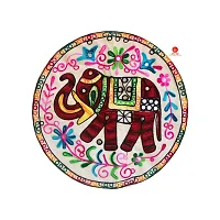 Saudeep India Round Rajasthani Ethnic Embroidered Khadi Cushion Cover, 16x16 Inch Pack of 3-thumb4