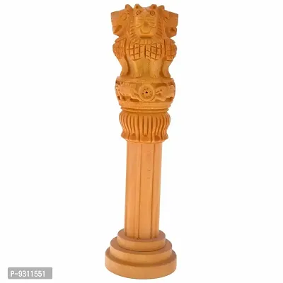 Saudeep India Wooden Ashoka Pillar,Ashoka Stambh Handicraft, Administration Showpiece, Gift (8 Inch)