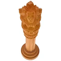 Saudeep India Wooden Ashoka Pillar,Ashoka Stambh Handicraft, Ashoka stumb, Ashok stumbh, Administration Showpiece, Gift - (5.5 x 5.5 x 19.5 cm, 8 inch Height), Wooden Handicraft-thumb1