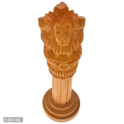 Saudeep India Wooden Ashoka Pillar,Ashoka Stambh Handicraft, Ashoka stumb, Ashok stumbh, Administration Showpiece, Gift - (5.5 x 5.5 x 19.5 cm, 8 inch Height), Wooden Handicraft-thumb2