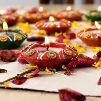 Saudeep India Decorative Flower Wax Diyas/Colourful Diya Set/Diya for Diwali (Pack of 24)-thumb1