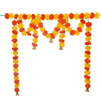 Saudeep India Traditional Marigold Fluffy Flowers Garlands Toran for Door Hanging Home Decoration for Main Door - Ideal for Traditional, Inauguration Parties, Festivals, Diwali(Pattern 05)-thumb3