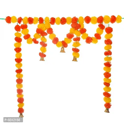 Saudeep India Traditional Marigold Fluffy Flowers Garlands Toran for Door Hanging Home Decoration for Main Door - Ideal for Traditional, Inauguration Parties, Festivals, Diwali(Pattern 05)-thumb4