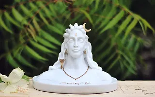 Saudeep India Adiyogi Shiva Murti | Lord Shiva Figurine | Polyresin Mahadev Idol Shankara Pooja  Gift Showpiece Items for Home Decor, Temple Puja Mandir Decoration (White)-thumb1