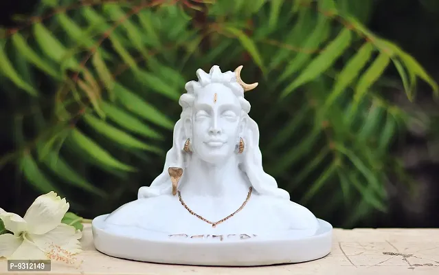 Saudeep India Adiyogi Shiva Murti | Lord Shiva Figurine | Polyresin Mahadev Idol Shankara Pooja  Gift Showpiece Items for Home Decor, Temple Puja Mandir Decoration (White)-thumb2