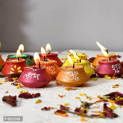 Saudeep India Decorative Multi Design Matki Diya/Colourful Diya Set/Diya for Diwali (Pack of 6)-thumb4