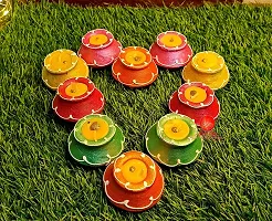 Saudeep India Decorative Matki Diyas/Colourful Diya Set/Diya for Diwali (Pack of 10, Matki Diya)-thumb3