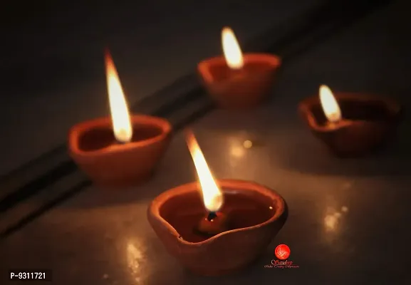 Saudeep India Diya for Puja | Clay | Diya Holder Decorative | Diya Lamps for Pooja | Diwali Gifts and Decoration mitti Diya for Diwali Decoration(Set of 201 Handmade)-thumb3