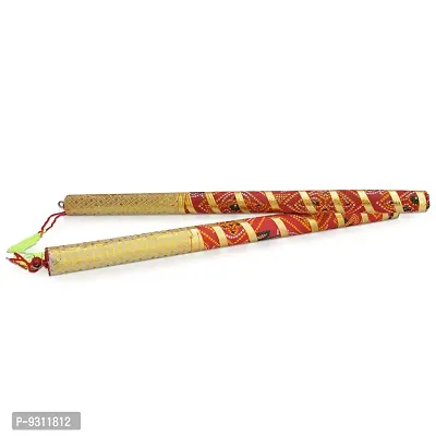 Saudeep India Dandiya Bandhni Decorated Wooden Garba Sticks for Navratri Celebration Garba Dandiya Sticks for Men Women Kids (Multicolor, 1.7 cm Diameter x 36 cm Length) (Pack of 10)-thumb2