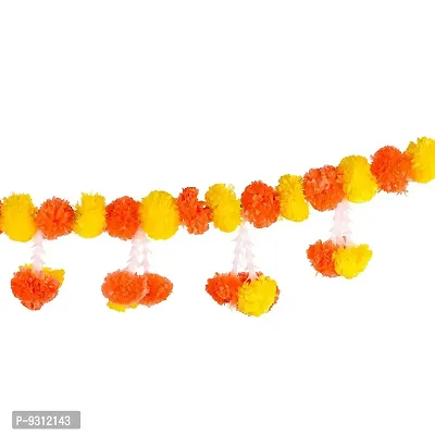 Saudeep India Traditional Marigold Fluffy Flowers Garlands Toran for Door Hanging Home Decoration for Main Door - Ideal for Traditional, Inauguration Parties, Festivals, Diwali(Pattern 03)-thumb3