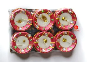 Saudeep India Diwali Diyas | Traditional Handmade Terracotta Clay Diya | Mitti Deepak Decorate for Diwali | Diya for Puja | Diwali Home Decoration Diya (Set of 6, Multicolor)-thumb4