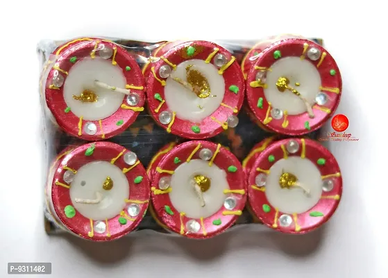 Saudeep India Diwali Diyas | Traditional Handmade Terracotta Clay Diya | Mitti Deepak Decorate for Diwali | Diya for Puja | Diwali Home Decoration Diya (Set of 6, Multicolor)-thumb5