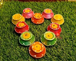 Saudeep India Decorative Matki Diyas/Colourful Diya Set/Diya for Diwali (Pack of 10)-thumb3