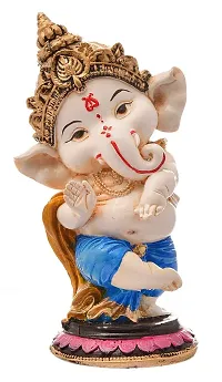 Saudeep India, Handcrafted Resine Little Ganesh Sculpture | Showpiece for Home  Office Decor (Blessing Ganesh)-thumb1