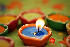 Saudeep India Decorative Matki Diyas/Colourful Diya Set/Diya for Diwali (Pack of 10, Wax Diya)-thumb1
