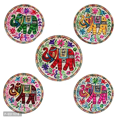 Saudeep India Round Rajasthani Ethnic Embroidered Khadi Cushion Cover, 16x16 Inch Pack of 3-thumb0