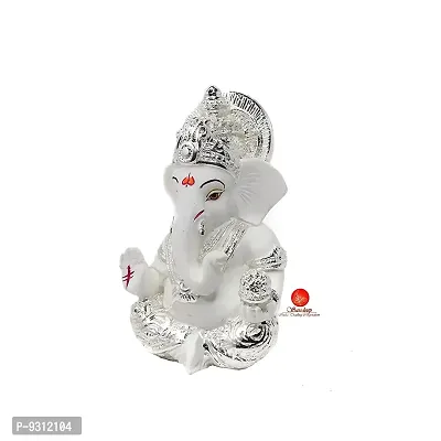 Saudeep India, Handcrafted Resine Little Ganesh Sculpture | Showpiece for Home  Office Decor (Silver Ganesh)-thumb5