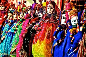 Saudeep India Rajasthani Wood Puppets, Kathputli Pair-thumb1