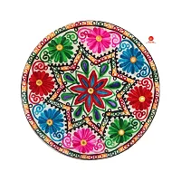 Saudeep India Round Rajasthani Ethnic Embroidered Khadi Cushion Cover, 16x16 Inch Pack of 1(pt4_cushioncover_po1)-thumb4