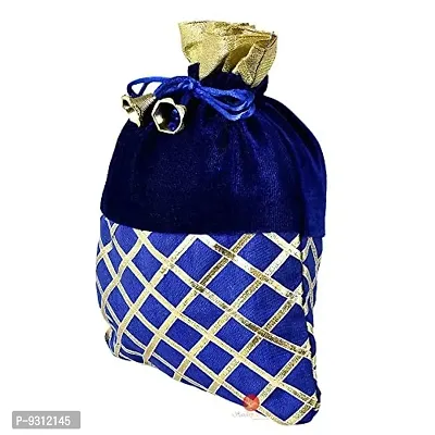 SAUDEEP INDIA Women's Potli Bag | Designer Rajasthani Style Royal Velvet Potli Batwa Bag Bridal Purse Women Handbag Shagun Pouch Return Gifts (Pack of 3)-thumb3