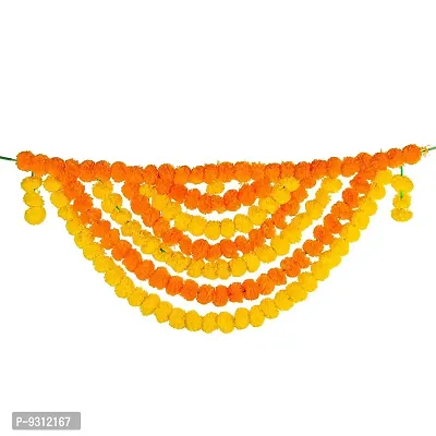 Saudeep India Traditional Marigold Fluffy Flowers Garlands Toran for Door Hanging Home Decoration for Main Door - Ideal for Traditional, Inauguration Parties, Festivals, Diwali(Pattern 06)-thumb5