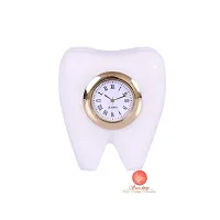 Saudeep India Tooth Shape Dentist Desk Marbel Table Clock for Decor and Paper Weight, Ideal Gift for Dentists and Doctors (Sangemarmar Marble Tooth Clock)-thumb4