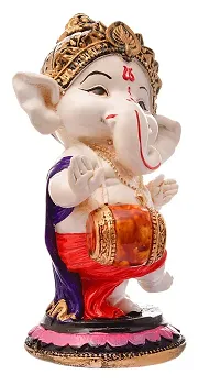 SAUDEEP INDIA Resin Ganesh Idol, Standard, Blue, Orange, 1 Piece-thumb2