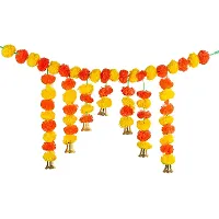 Saudeep India Traditional Marigold Fluffy Flowers Garlands Toran for Door Hanging Home Decoration for Main Door - Ideal for Traditional, Inauguration Parties, Festivals, Diwali(Pattern 02)-thumb1