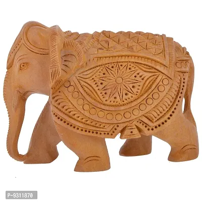 Saudeep India's Wooden handicraft home decor elephant showpiece 4 inch (12 cm * 5 cm * 10 cm , Brown) Appu Handmade Decorative Elephant Carving Jaipuri Rajasthani Good for home  Locker business Fang sue Indian Vastu