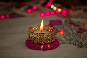 Saudeep India Diwali Tealight Candles | Tealight Candles with Holder | Diya for Puja | Diwali Home Decoration Diya (Set of 5, Multicolor)-thumb2