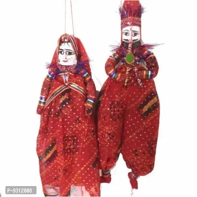 Saudeep India Trading Corporation Handcrafted Colorful Wooden Face String Puppet Kathputli in Pair-thumb0