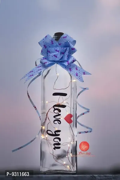 Saudeep India I Love You Bottle with LED Light for Your Loved Once, Best Valentine Gift, Cork Light with Wire String, 20 LED, 2 Meter (6.6 ft) Battery Operated Bottle (Multi, Medium)-thumb2