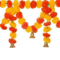 Saudeep India Traditional Marigold Fluffy Flowers Garlands Toran for Door Hanging Home Decoration for Main Door - Ideal for Traditional, Inauguration Parties, Festivals, Diwali(Pattern 05)-thumb2