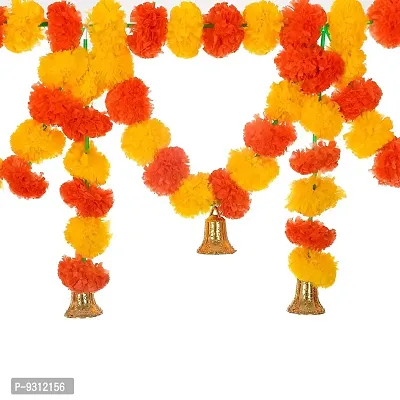 Saudeep India Traditional Marigold Fluffy Flowers Garlands Toran for Door Hanging Home Decoration for Main Door - Ideal for Traditional, Inauguration Parties, Festivals, Diwali(Pattern 05)-thumb3