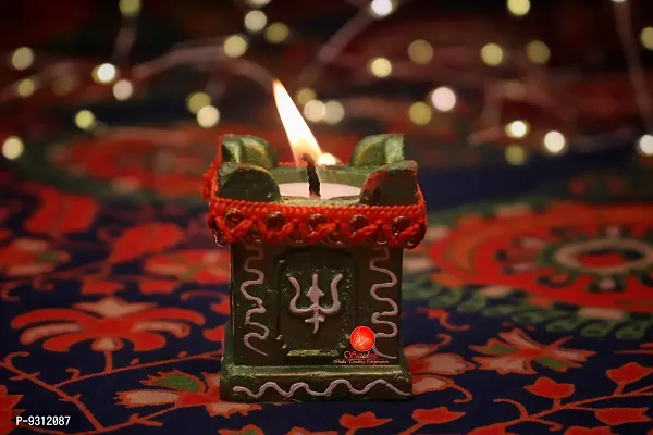 Saudeep India Trading Corporation Set of 4 TULSI Handmade Earthen Clay Terracotta Decorative Diyas with 4 pc Free Tea Light Candle,Oil Lamps (Multicolor) ?-thumb3