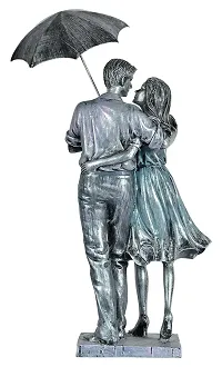 Saudeep India Trading Corporation Polyester Valentine's Day Gifts Love Couple with Umbrella Showpiece Statue for Girlfriend, Boyfriend, Wife, Husband (Standard)-thumb3