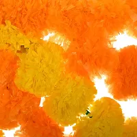 Saudeep India Traditional Marigold Fluffy Flowers Garlands Toran for Door Hanging Home Decoration for Main Door - Ideal for Traditional, Inauguration Parties, Festivals, Diwali(Pattern 06)-thumb2